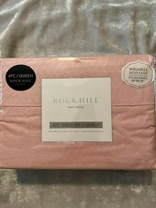 Pink 4 Piece Queen Sheet Set Embossed Design Machine Washable Fits up to 16" NEW - Picture 1 of 2