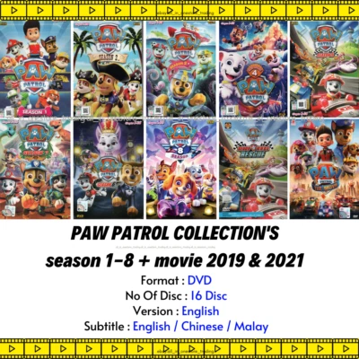 PAW PATROL Dvd Complete Series Season 1-8 END + Movie 2019 + Movie 2021 English - Image 1 of 4