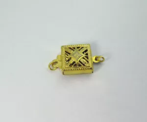 925 STERLING SILVER Gold Tone Filigree Design Single Strand Box Clasp with Loops - Picture 1 of 5