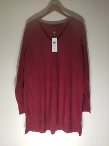 Túnica de crepé de lana lavable Eileen Fisher cuello en V talla XL color rojo hibis nueva con etiquetas $268 - Imagen 1 de 11