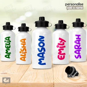 ANY NAME Personalised Water Bottle Kids Drink School Sports Birthday Gift WB01 - Picture 1 of 7