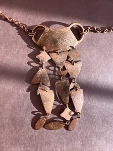 BAER SF Copper Tone Chain Necklace With Textured Copper 3 Dangles Pendant - Picture 1 of 6
