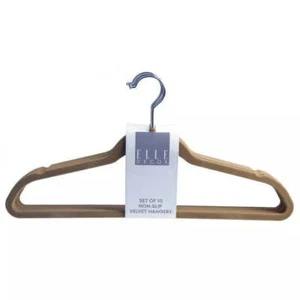Elle Decor Set of 10 Non-Slip Velvet Hangers Brown - Picture 1 of 2
