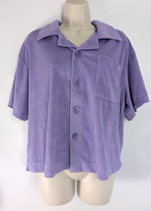 Fabletics Womens Terry Cloth Pajama Top Wild Wisteria Button Up NWT Beachy - Imagen 1 de 9
