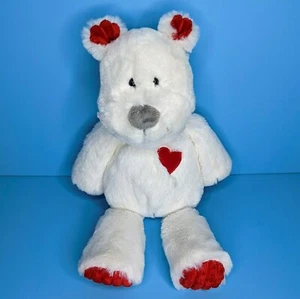 Mary Meyer Marshmallow Kisses Teddy Bear 14" Plush White Red Heart Stuffed Toy - Picture 1 of 5