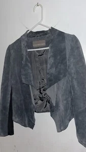 Bod & Christensen Suede Jacket Gray  M Fall Hip Leather Coat Blazer Nwot - Picture 1 of 7