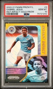 2020-21 Gabriel Jesus Panini Prizm Instant Impact Gold Card 10/10 PSA 10 GEM - Picture 1 of 3