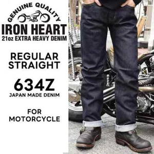 IRON HEART 634Z 21oz EXTRA HEAVY DENIM JAPANESE BIKER STRAIGHT STRONG JEANS - Picture 1 of 14