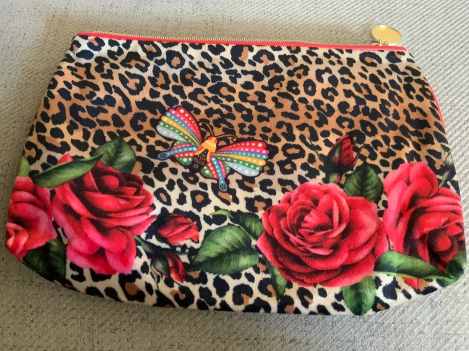 Estee Lauder Leopard Print & Butterfly Roses Toiletry/Cosmetic Soft Makeup Bag - Image 1 of 1