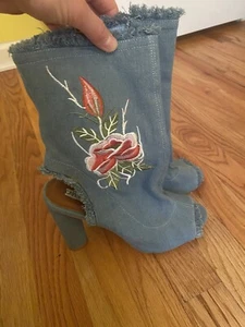 Cape Robbin Zip Floral Denim heels Open Size 9 - Picture 1 of 5