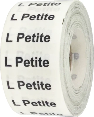 Etiquetas de tira tamaño ropa L Petite | 1,25" x 5" pulgadas | 125 por rollo Foto 1 de 2