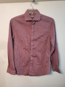 Michael Kors Mens Purple Button Down Long Sleeve Shirt Patterned 15 32/33 M - Picture 1 of 4