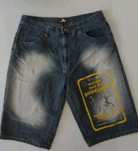 RAW BLUE Grafik Denim Shorts Take The Money And Run Herren 38 x 15 Schrittlänge  - Bild 1 von 10