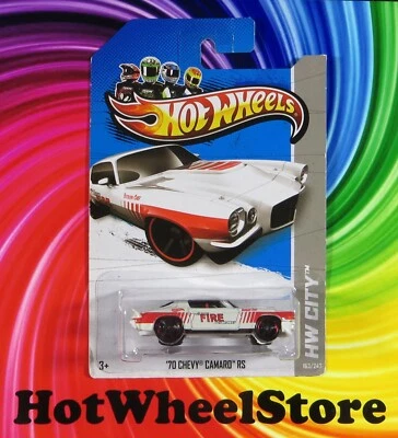 2012 Hot Wheels   White   '70 CHEVY CAMARO RS  Fire  Card #163  HW41-012524 - Image 1 of 4