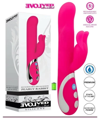 Dream Maker Pearly Rabbit RECHARGEABLE Silicone Vibrator Sex Toys for Women W/P - Image 1 of 4