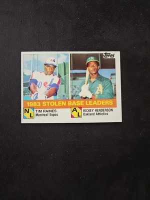 1984 Topps #134 1983 Stolen Base Leaders Tim Raines / Rickey Henderson⚾Near Mint - Image 1 of 2