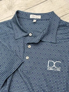 Camisa Polo Peter Millar Para Hombres XL Azul Golf Verano Confort Coronas AOP Logo de la Compañía - Imagen 1 de 3