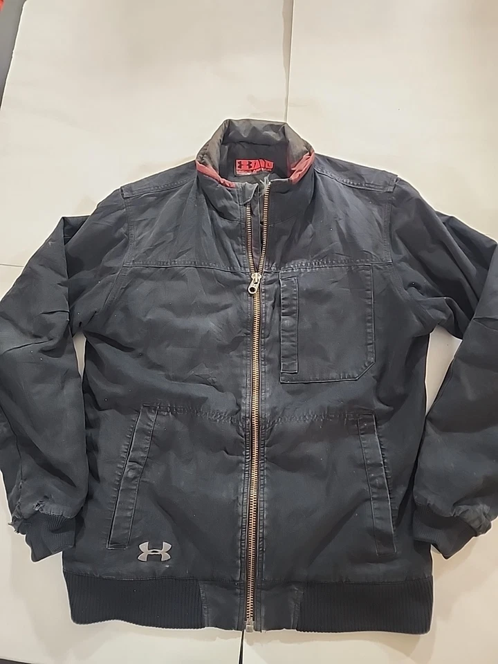 Chaqueta Under Armour Para Hombres Lg Caza Bombardero Motociclista Acolchada Cremallera Aislada Negra Foto 1 de 4