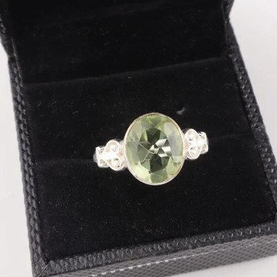 Green Amethyst Gemstone 925 Sterling Silver Ring Handmade Jewelry Ring For Gift - Image 1 of 3
