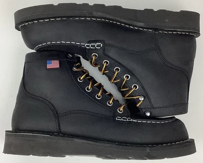 Botas de trabajo Danner Bull Run para hombre de 6" de cuero sin usar, en caja, puntera de seguridad negras talla 7,5 EE Foto 1 de 4