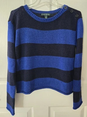 Suéter Ralph Lauren M Azul Negro Rayas Universitario Preppy Regata Foto 1 de 4