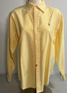 VINTAGE Ralph Lauren Sport Button Down Shirt Womens 12 Yellow Long Sleeve Pony - Picture 1 of 5
