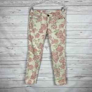 Current/Elliott Womens The Stiletto Skinny Jeans Size 27 Red Rose Floral - Picture 1 of 11