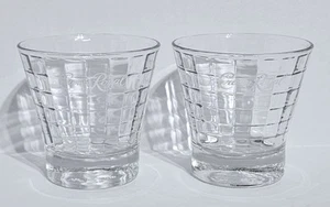 Set of 2 Retro CROWN ROYAL Whiskey Logo Tapered Optic Block Rocks Glass Tumbler - Afbeelding 1 van 18