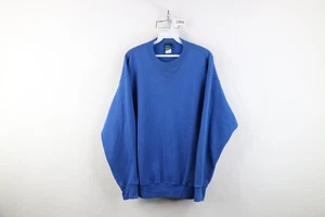 Vtg 80s 90s Streetwear Mens Large Faded Blank Crewneck Sweatshirt Royal Blue USA - Picture 1 of 12