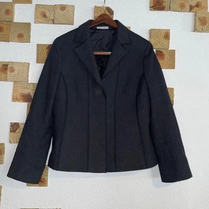 Akris Punto Damen Blazer Sakko Gr. 10 Wolle Italy Arbeit Dunkelgrau Büro - Bild 1 von 14