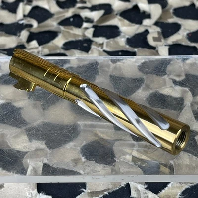 NUEVO Lancer Tactical Acero Inoxidable Acanalado Roscado 5.1 Barril Exterior - Dorado Foto 1 de 4