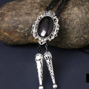 Corbata de cuero con corbata de bolo de piedra de vaquero occidental indio - Imagen 1 de 6