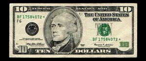 Star 1999 $10 Federal Reserve Note - Picture 1 of 2