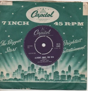 PEGGYLEE alright, okay, you win*my man 1958 UK CAPITOL 7" 45 - Bild 1 von 4