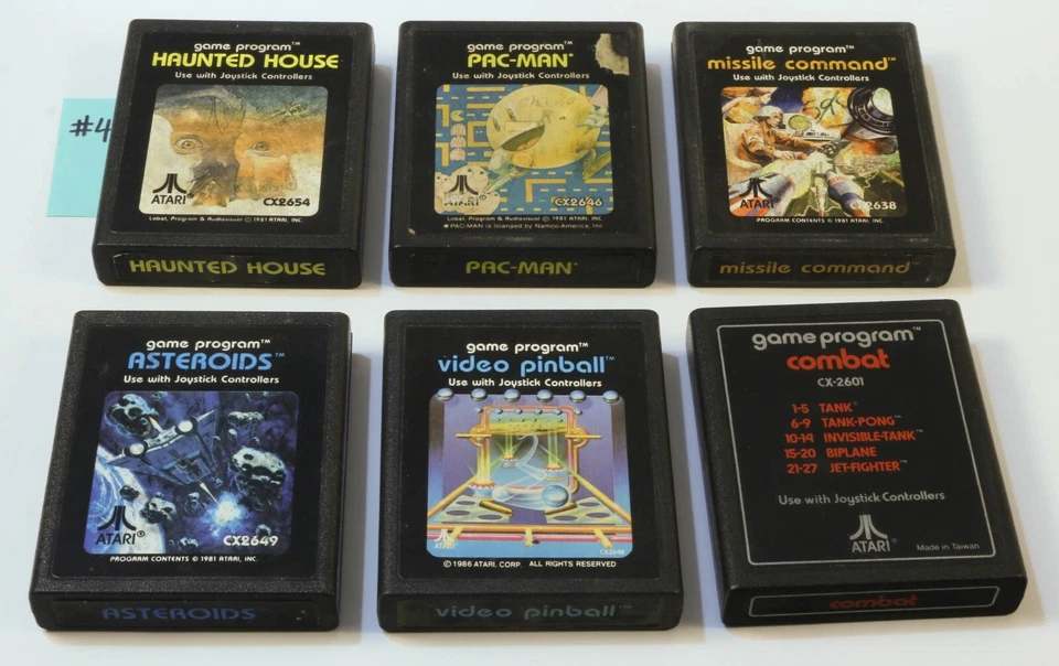 Atari 2600 Game Bundle Asteroids Pac-Man Missile Command Haunted House Pinball 4 - Image 1 of 1