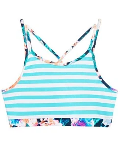 ID Ideology Big Girl's Striped Bikini Top Blue Size 16 - Picture 1 of 3