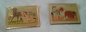 Pair of JG&A 1984 US Dog Postage Stamp Enamel Pins - Picture 1 of 4