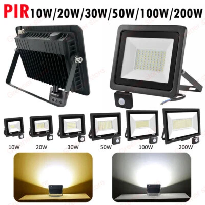 PIR LED Floodlight Motion Sensor Light 10W-400W Home Security Flood Garden Lamp - Image 1 of 4