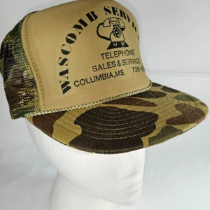 VTG Telephone SnapBack Hat Wascomb Sales Service Mesh Otto MS Camo Trucker Cap - Picture 1 of 5
