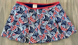 LANDS END GIRLS Floral Print Pleated Inverted Pleat Swim Sport Mini Skirt 16 Yrs - Picture 1 of 4