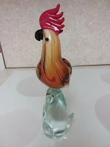 Murano ?? Hand Blown Art Glass 11 1/2" Parrot, Reds and Gold Colors - Picture 1 of 8