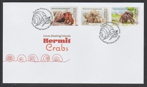 COCOS Islands 2024 HERMIT CRABS Marine Life set of 3 V F Used on FDC - Picture 1 of 1