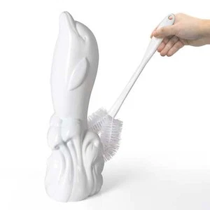Dolphin Toilet Brush Holder and Brush Set - Picture 1 of 7