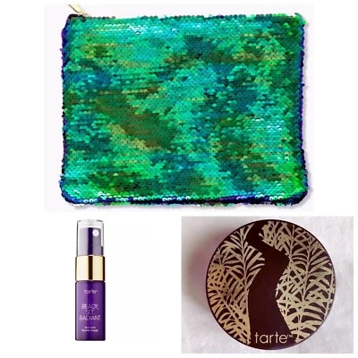 Bolso Lápiz Escolar Maquillaje Abatible Lentejuelas Sirena Verde Azul Tarte con 2 Artículos Talla de Prueba Foto 1 de 4