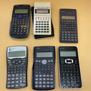 Lot of 6 Non Working Scientific Calculators Casio & SHARP - for parts - Picture 1 of 10