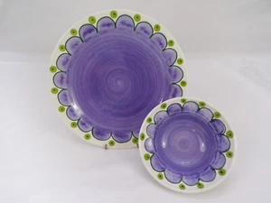 Vintage Set Vietri Italian Hand Painted Crafted Dinner Plate & Dessert Bowl Z25 - Picture 1 of 8