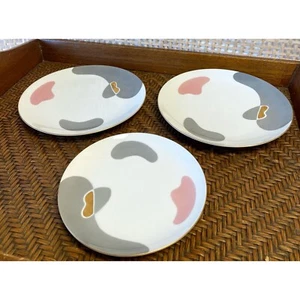 NARUMI China Abstract Art Pink Grey Gold Trim Plate Set of 3  - Imagen 1 de 5