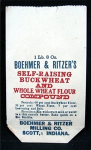 Vintage Boehmer & Ritzer Milling Co Adv Buckwheat Flour Bag Scott Ind Old Stock - Foto 1 di 2