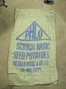 Large Hessian Potato Sacks approx.100cm x 56cm with red and blue logo,s - Picture 1 of 4