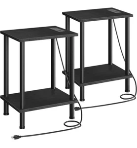 HOOBRO End Tables, Small Side Nightstands (2 Piece) Black - Picture 1 of 9